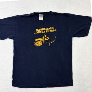 Dashboard Confessional Shirt Kids Large Graphic Motorcycle Navy VTG Y2K RARE